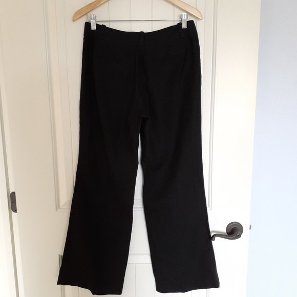 LOFT Curvy Julie Button Pocket Linen Trouser Pants in Black Size 4 - Picture 3 of 12